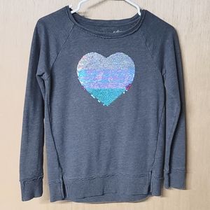 Justice reversible Sequin Heart Crew T